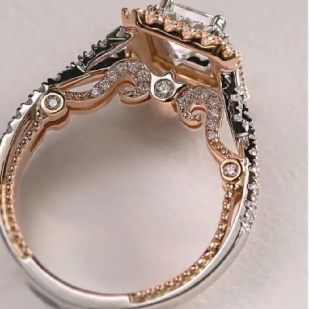 Gorgeous Two-Tone S925 Ring – Silver & Rose Gold Accents - Picture 2 of 4